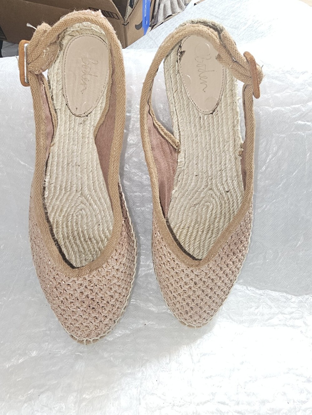 Boden Woven Slingback Espadrille Flat Sandals Size 40 Usa 9 Blush Pink Coastal - Picture 5 of 10